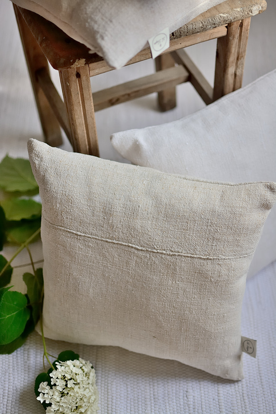 Antique heavy hemp cushion cover, 19th century, La Longère.