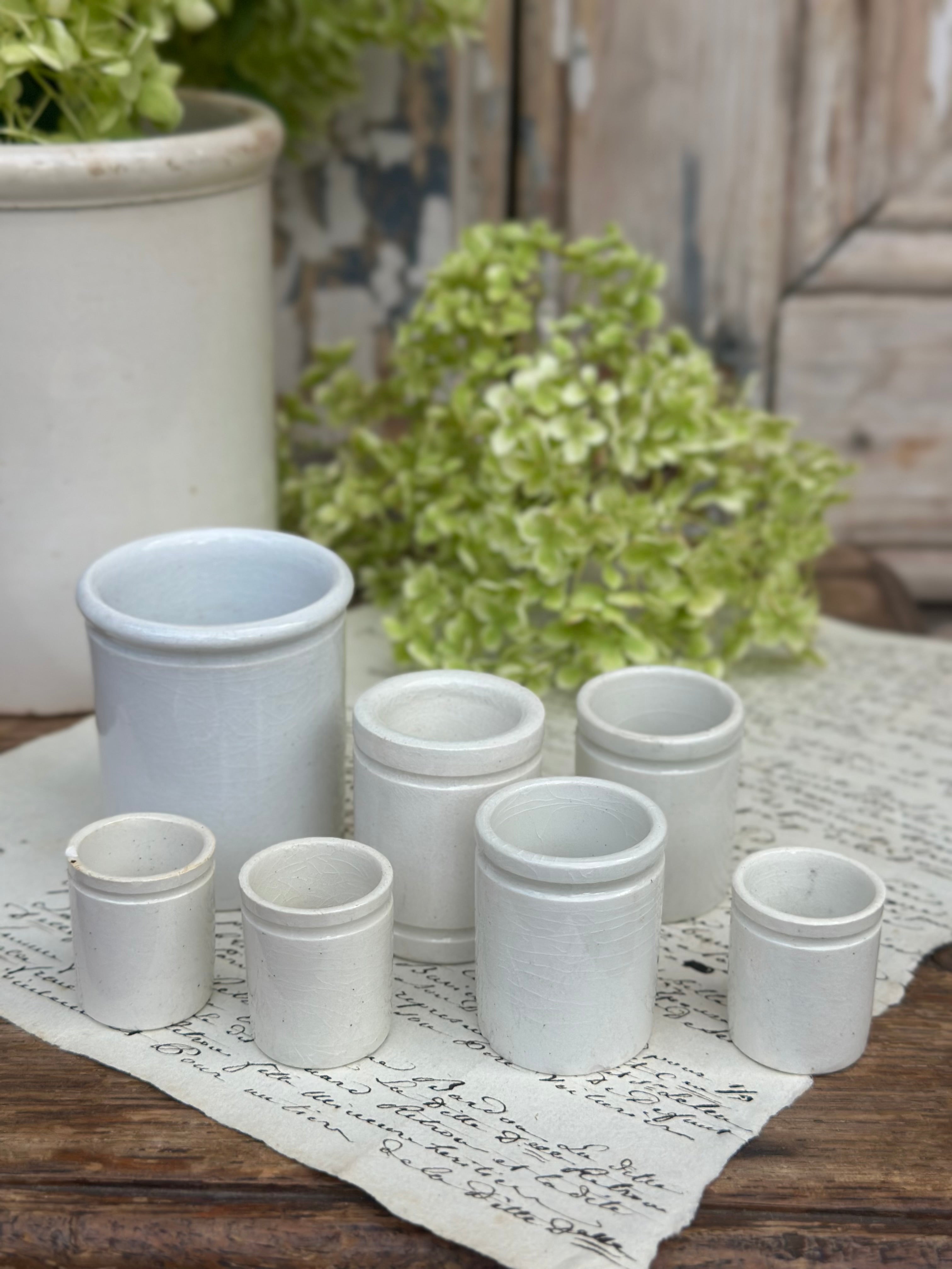 Ensemble de 7 mini pots d'apothicaire
