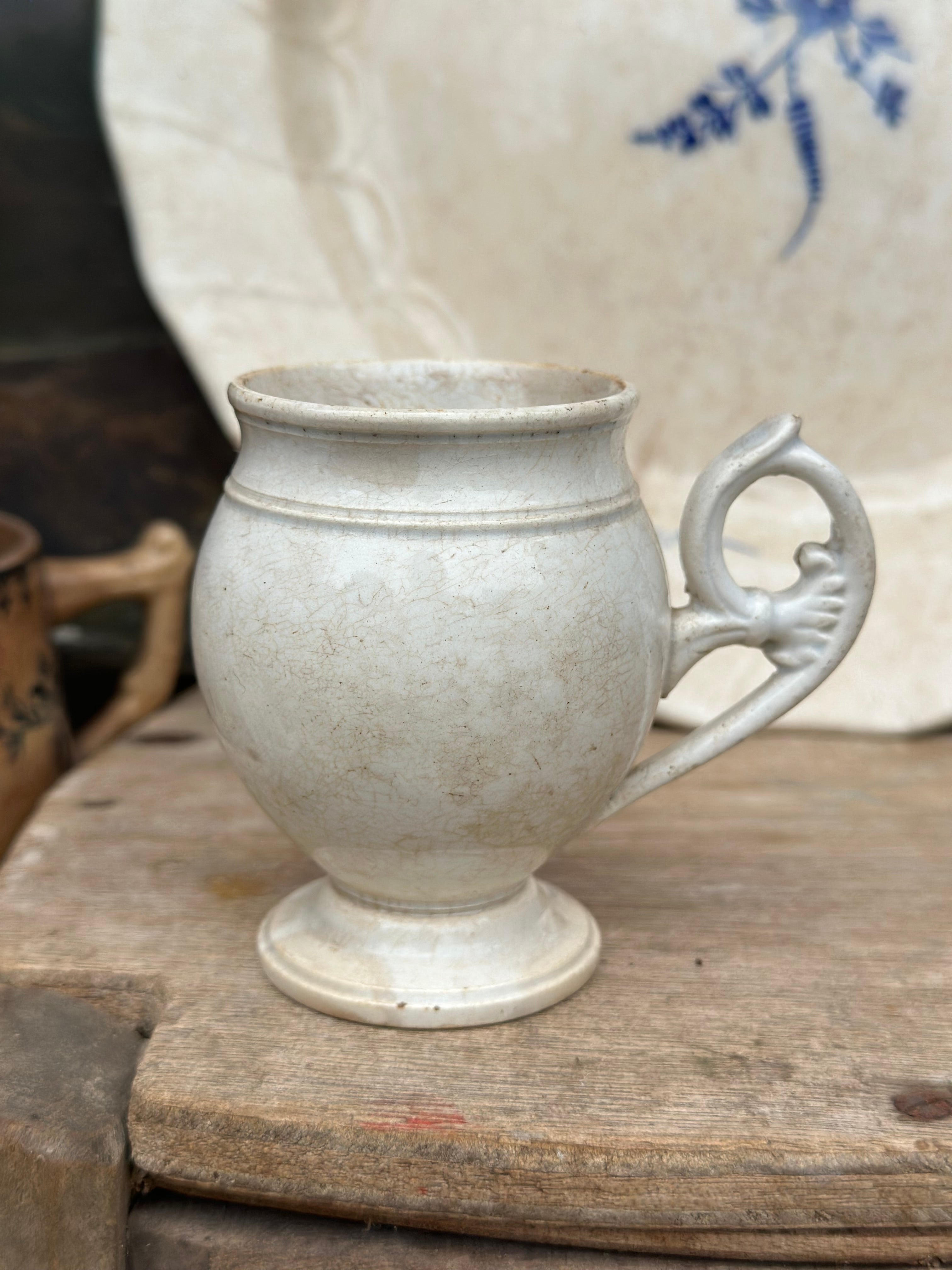 Antique "terre de fer" cream pot (Creil?, Gien?, Choisy le Roi?)