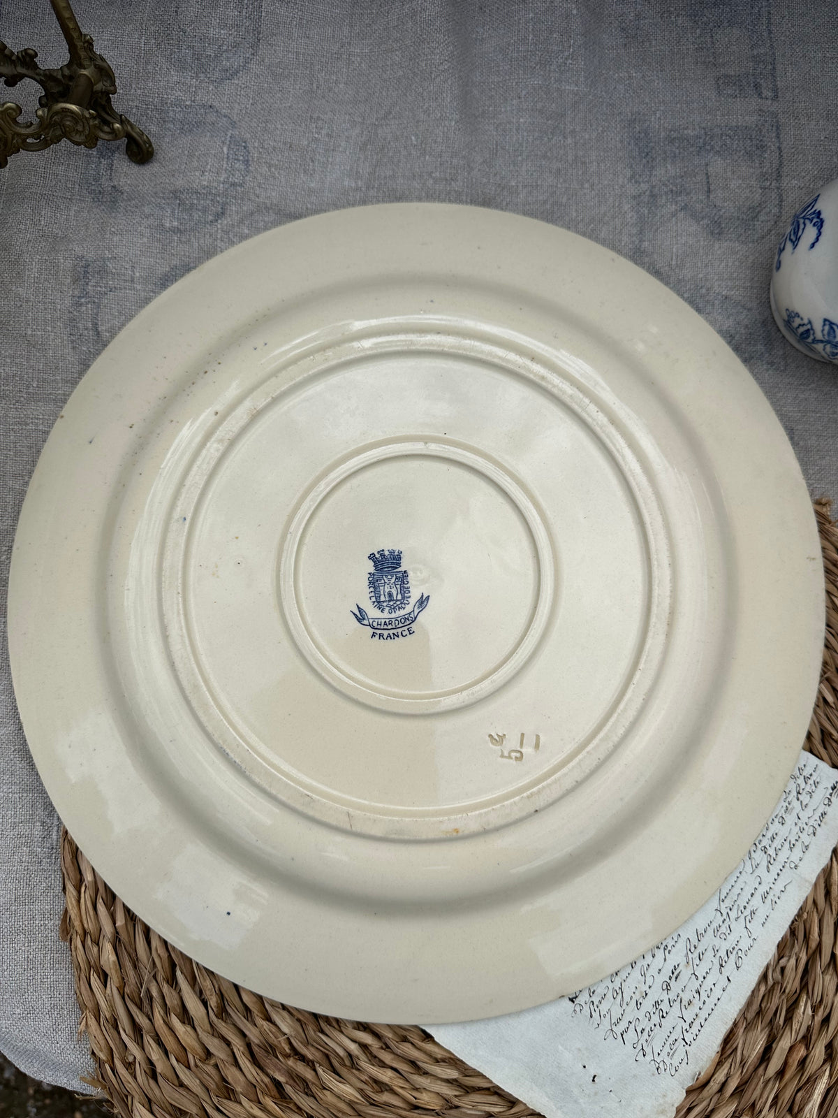 Grand plat rond Gien modèle Chardons