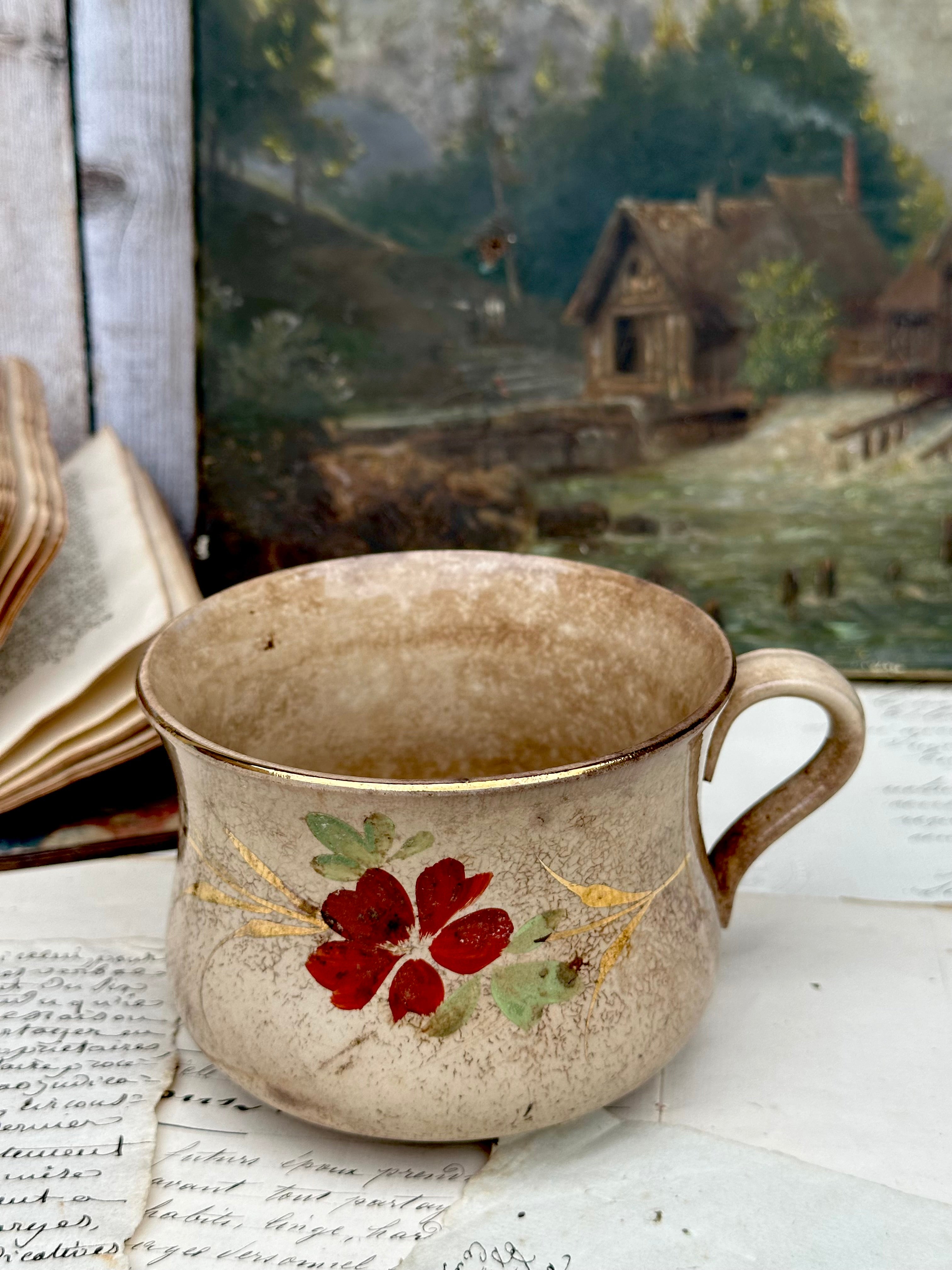 Large patinated chocolate cup