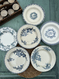 II. Set of 6 mismatched ironstone soup plates