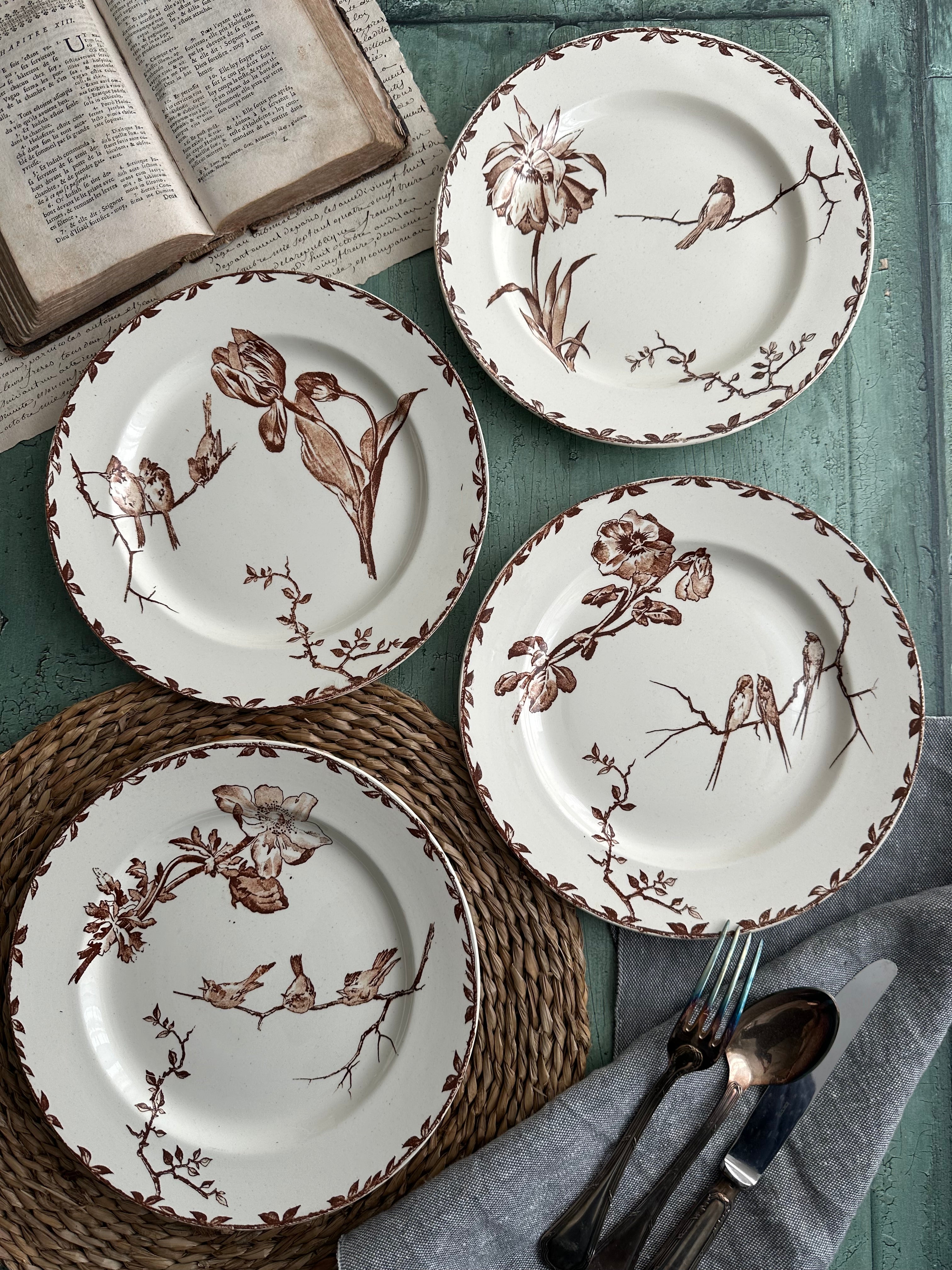 Suite de 4 assiettes plates Choisy le Roi modèle Oxford