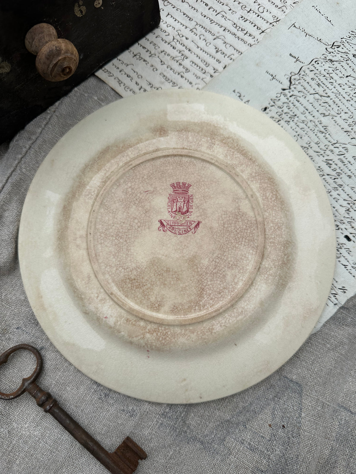 Gien Capucine Pattern Patinated Dessert Plate