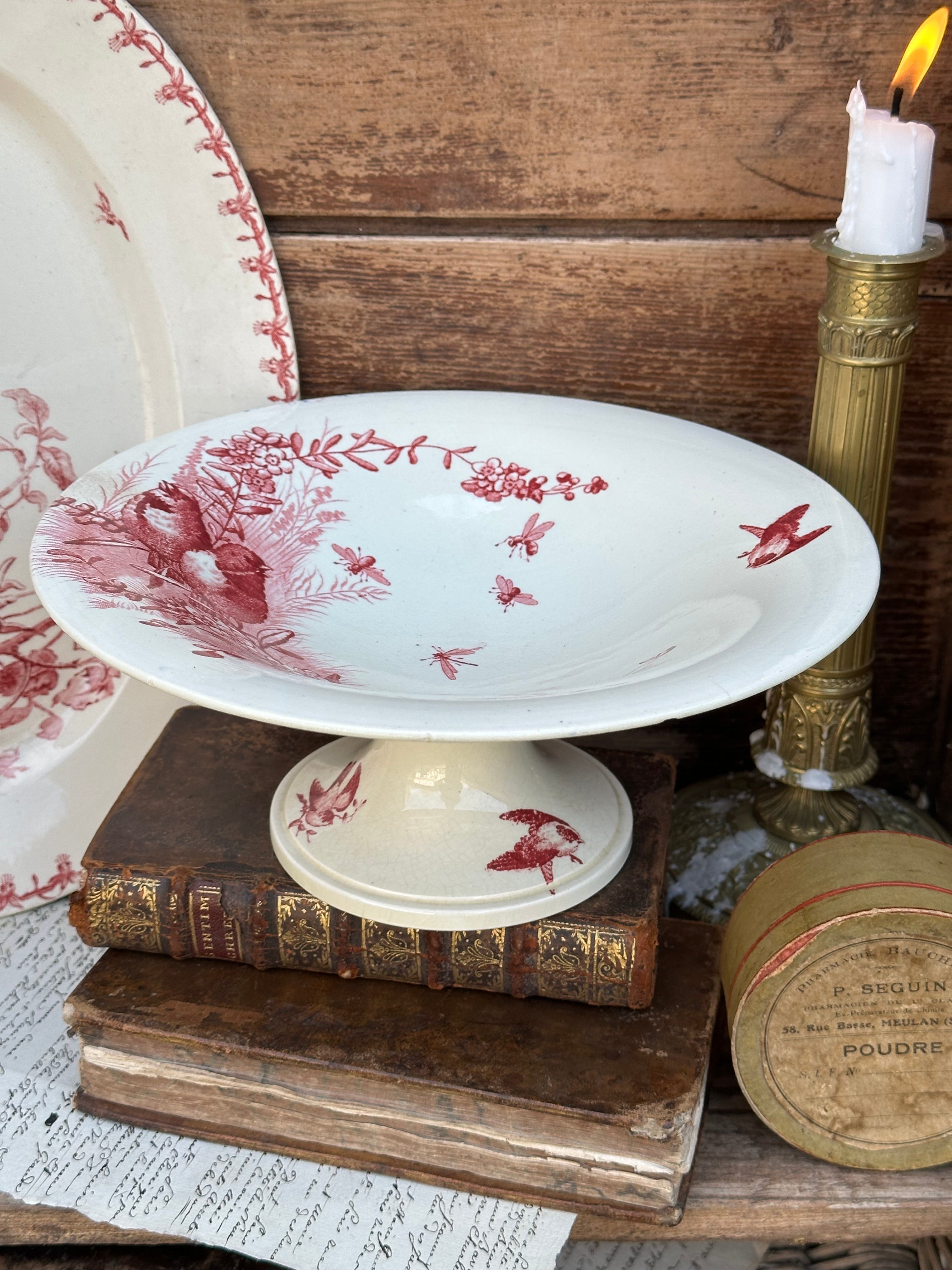 Jules Vieillard Bordeaux Birds Pattern Compote Dish