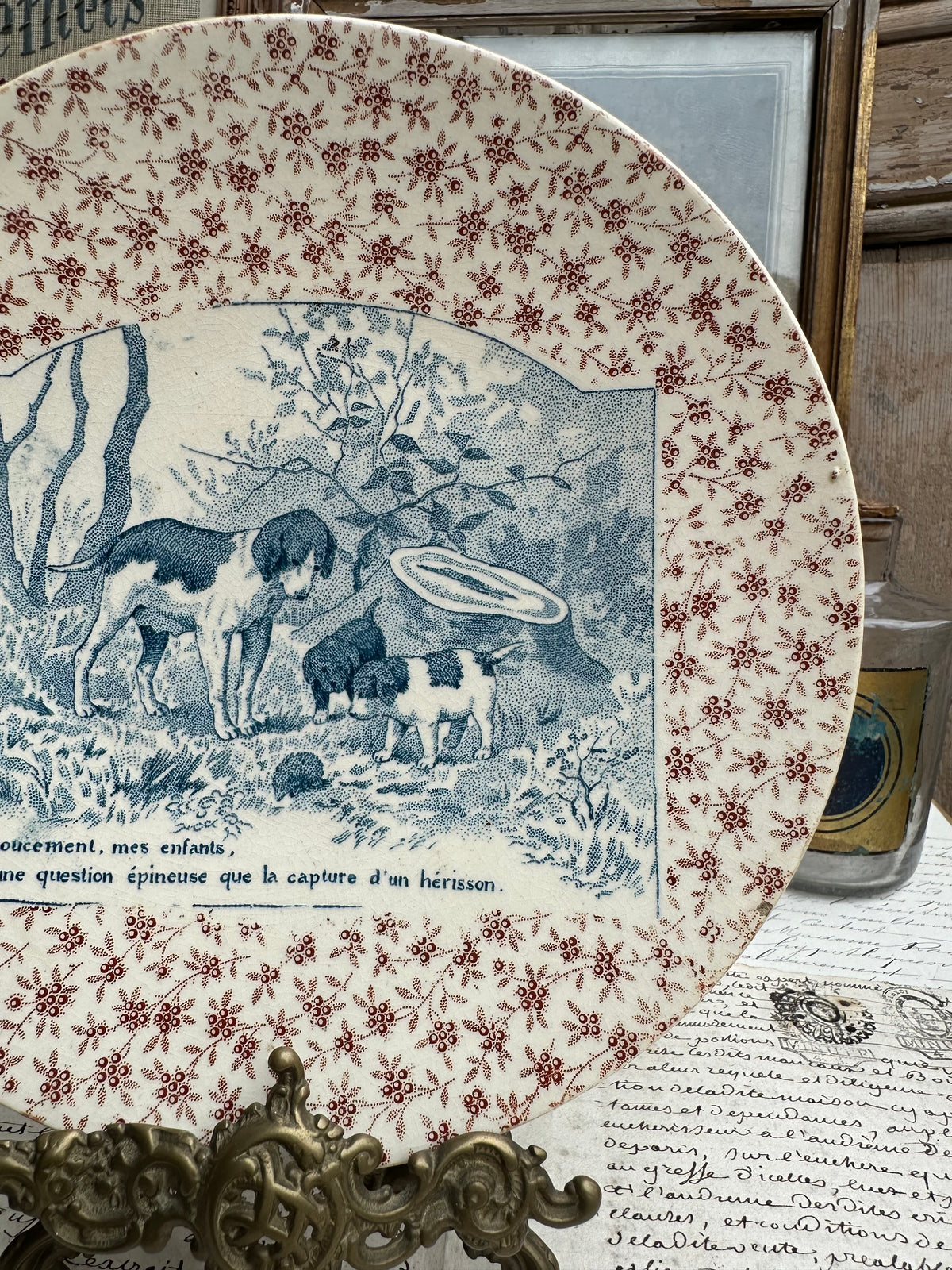 Assiette parlante polychrome Sarreguemines Perse
