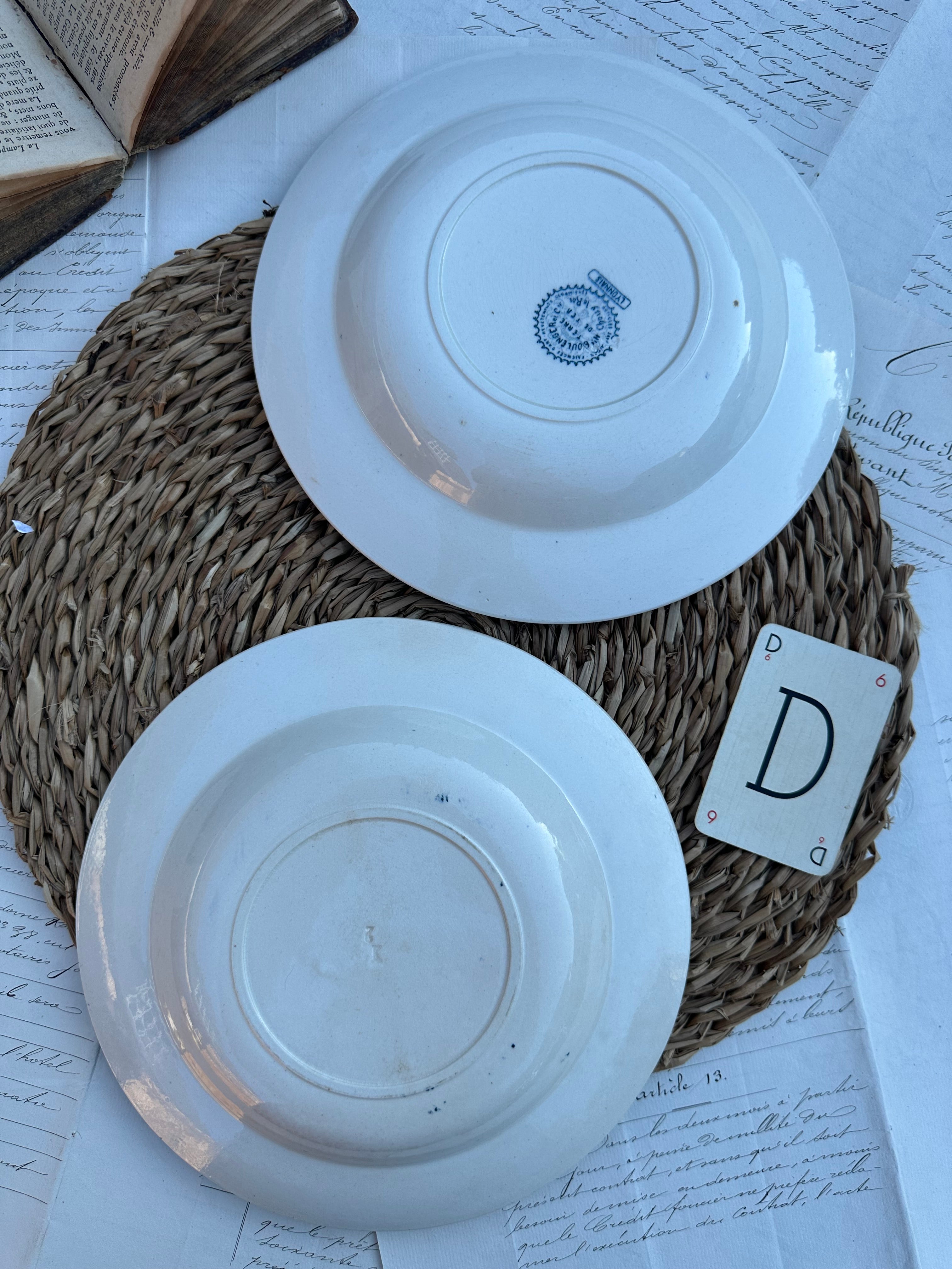 D. Duo d'assiettes creuses Choisy le Roi modèle Lyonnais