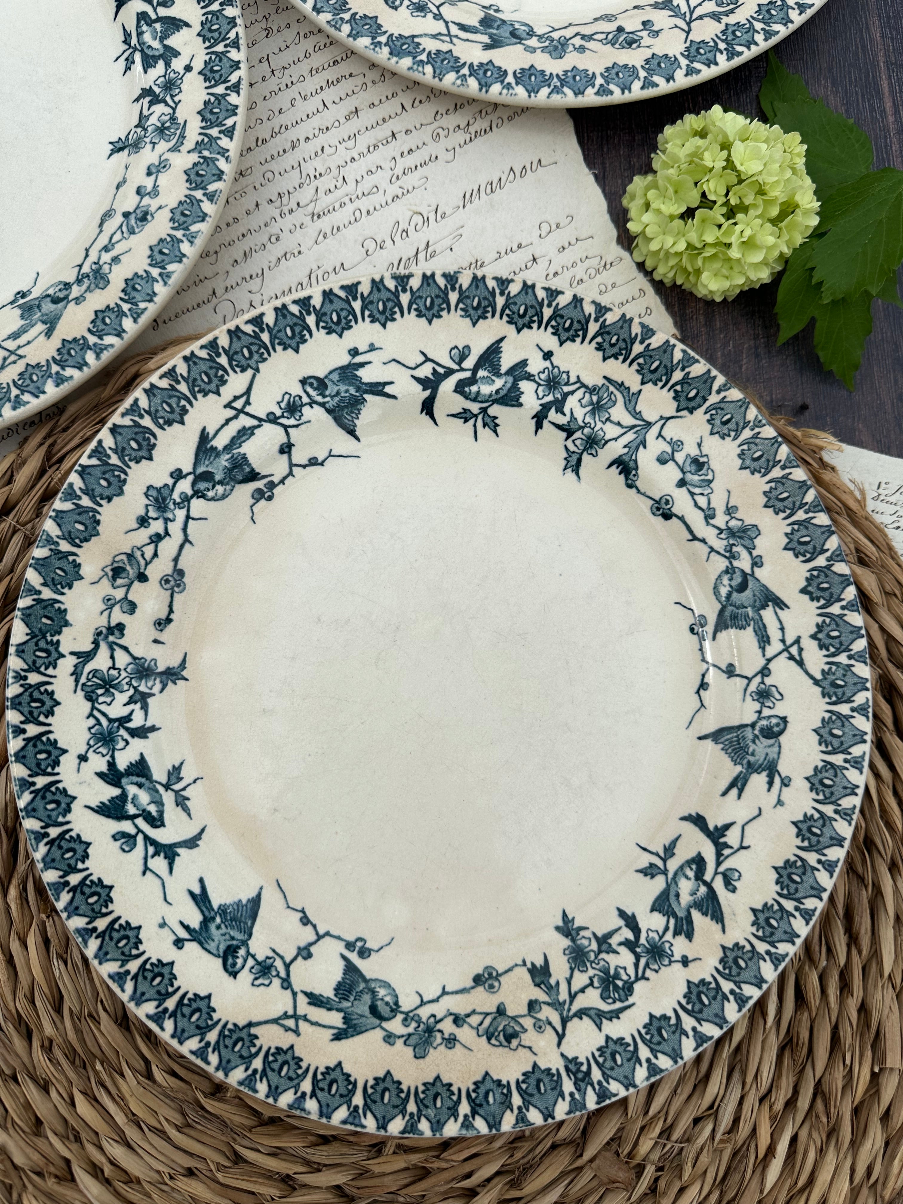 Reserved - 9 Choisy le Roi Lyonnais pattern plates (8 dinner plates and one dessert plate)