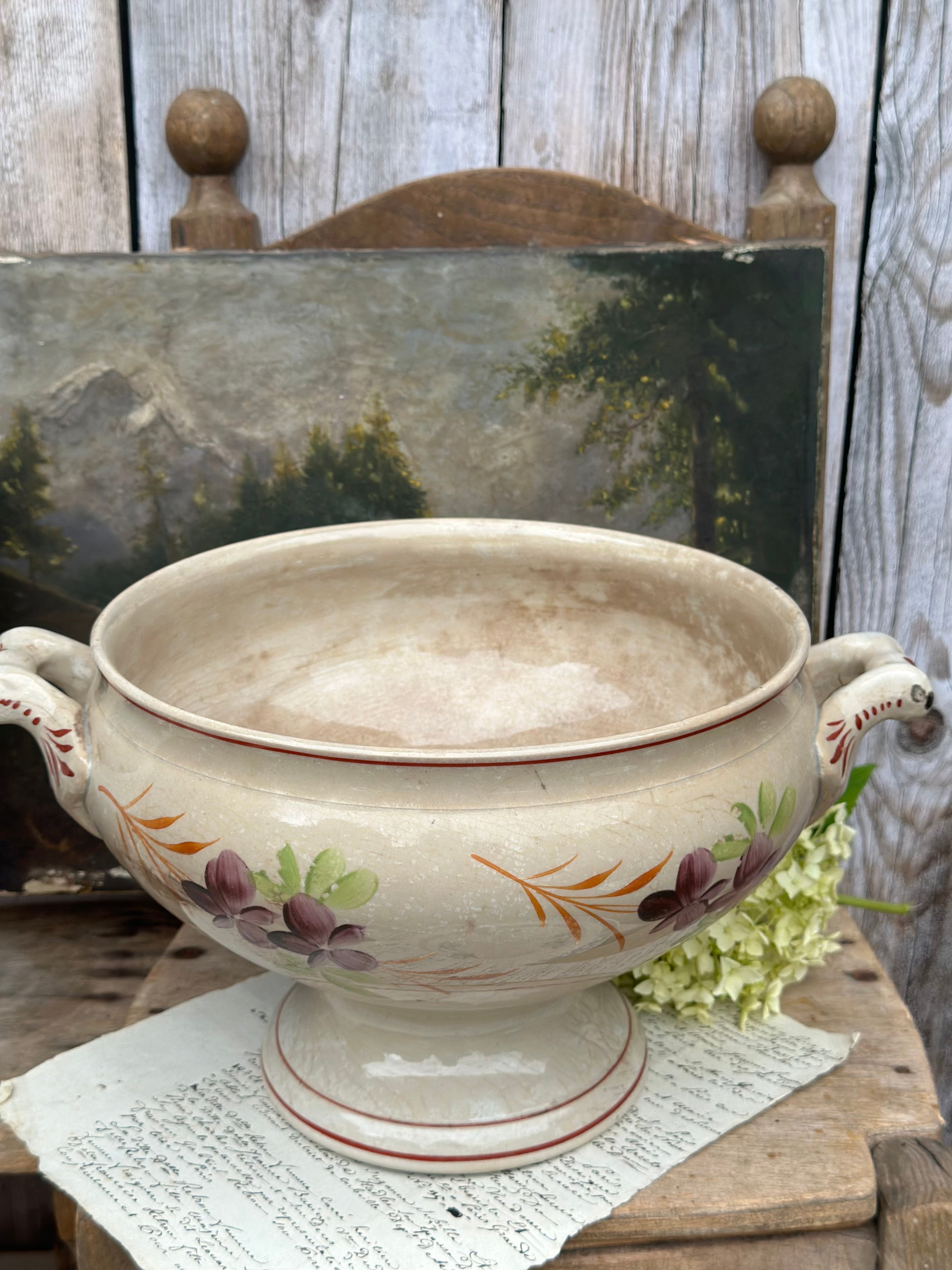St. Amand tureen with patinated finish