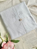 BB monogrammed linen sheet