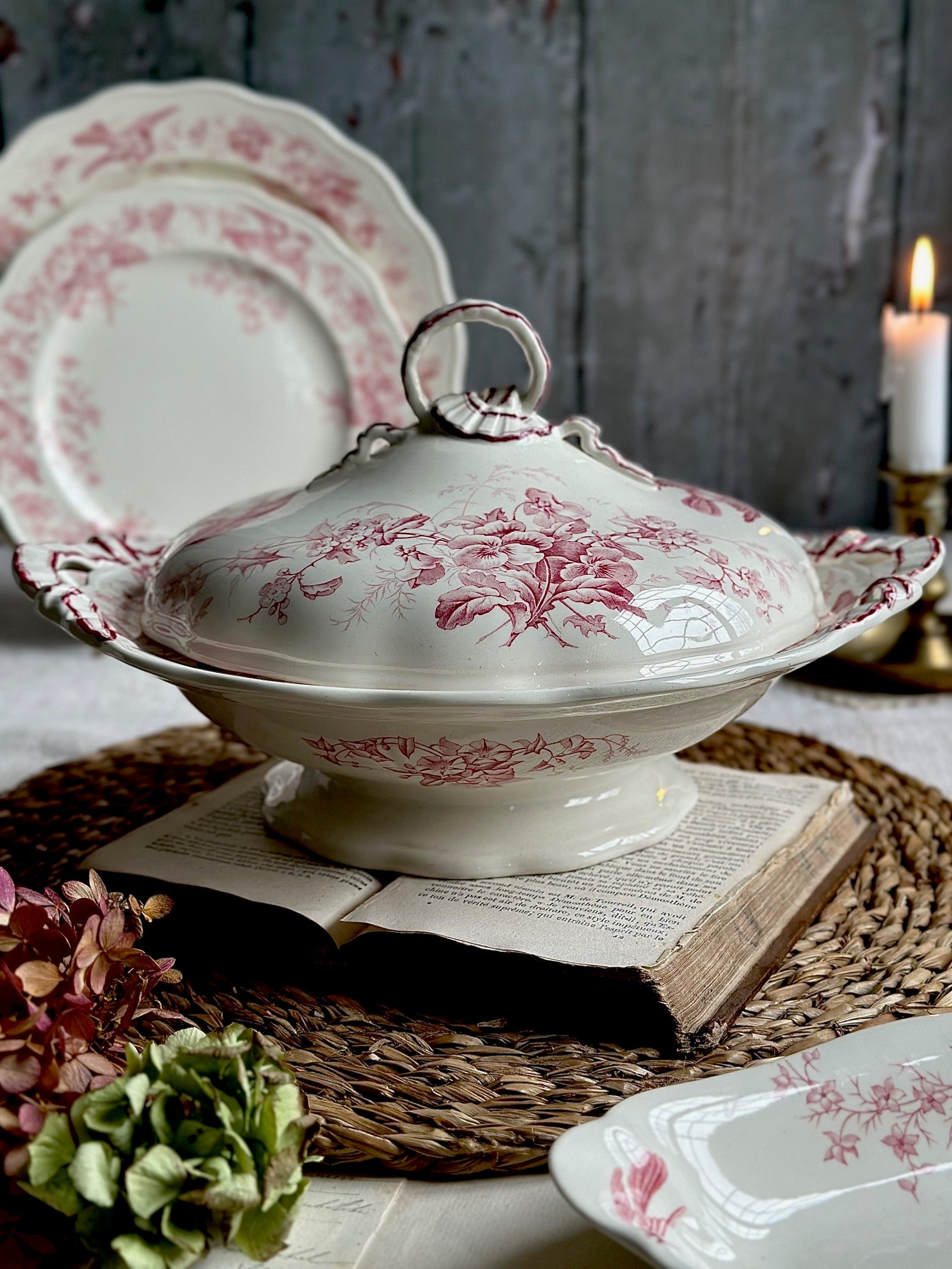 Exceptional vegetable dish with lid, manufactured by BWM & Co. Brown Westhead Moore, Indiana model - 1868