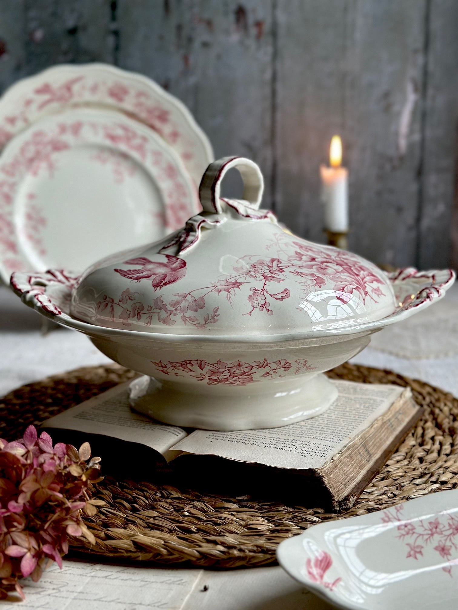 Exceptional vegetable dish with lid, manufactured by BWM & Co. Brown Westhead Moore, Indiana model - 1868