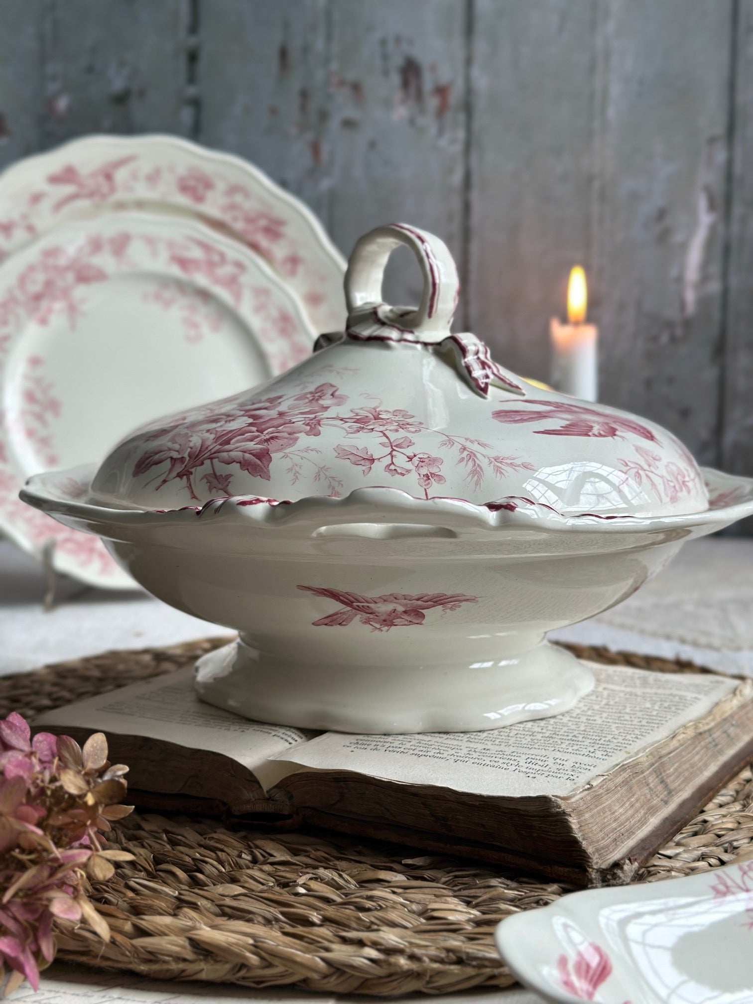 Exceptional vegetable dish with lid, manufactured by BWM & Co. Brown Westhead Moore, Indiana model - 1868