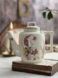 Exceptional polychrome ironstone teapot, Lunéville Mésange