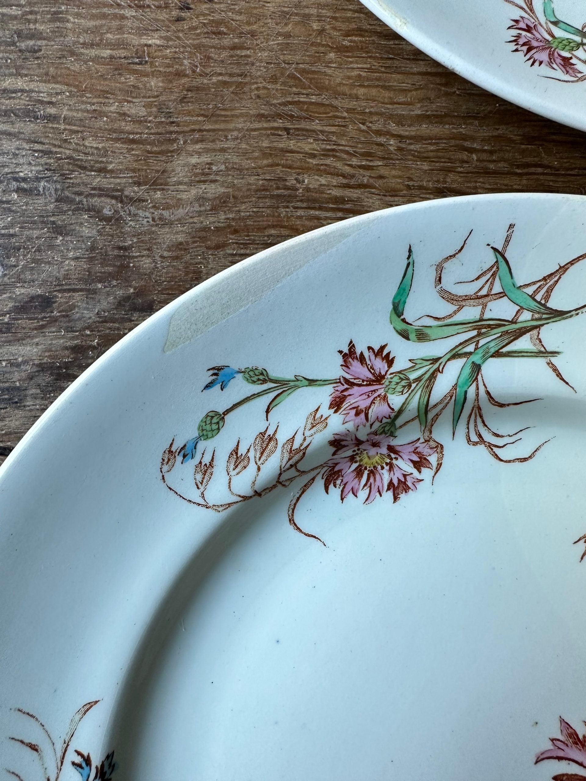 Ensemble de 6 assiettes plates Lunéville modèle Bleuet - petits défauts