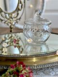 Delicate antique candy dish, engraved crystal sweets dish