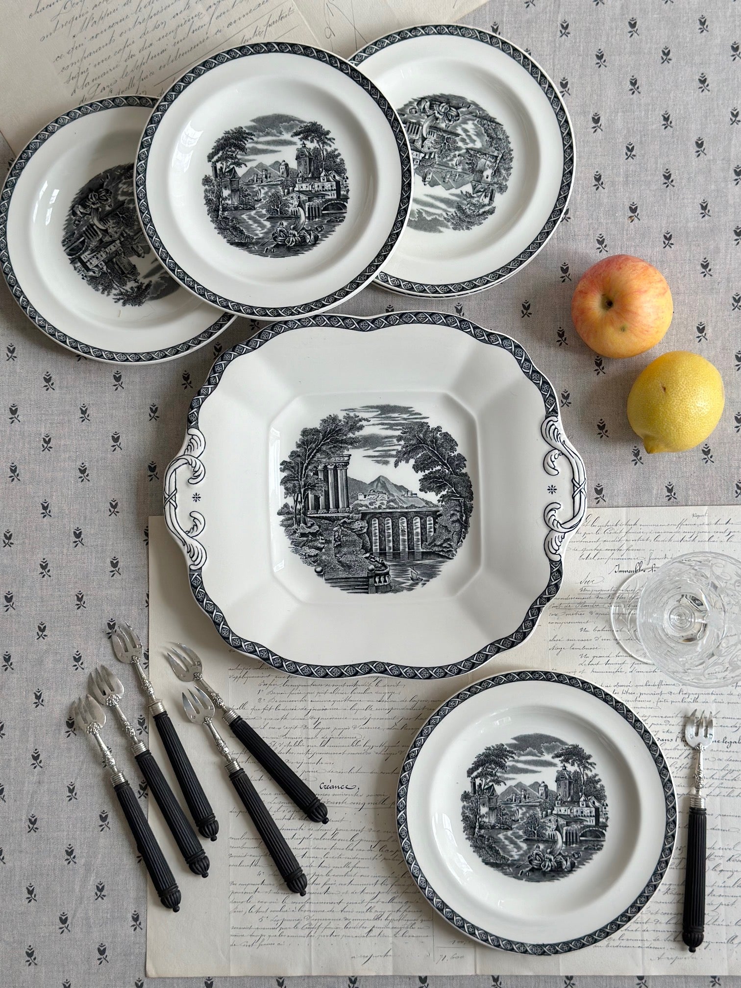 Wedgwood Lugano dessert service - platter and 8 plates