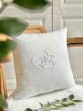 Vintage cotton cushion cover with BE/EB monogram