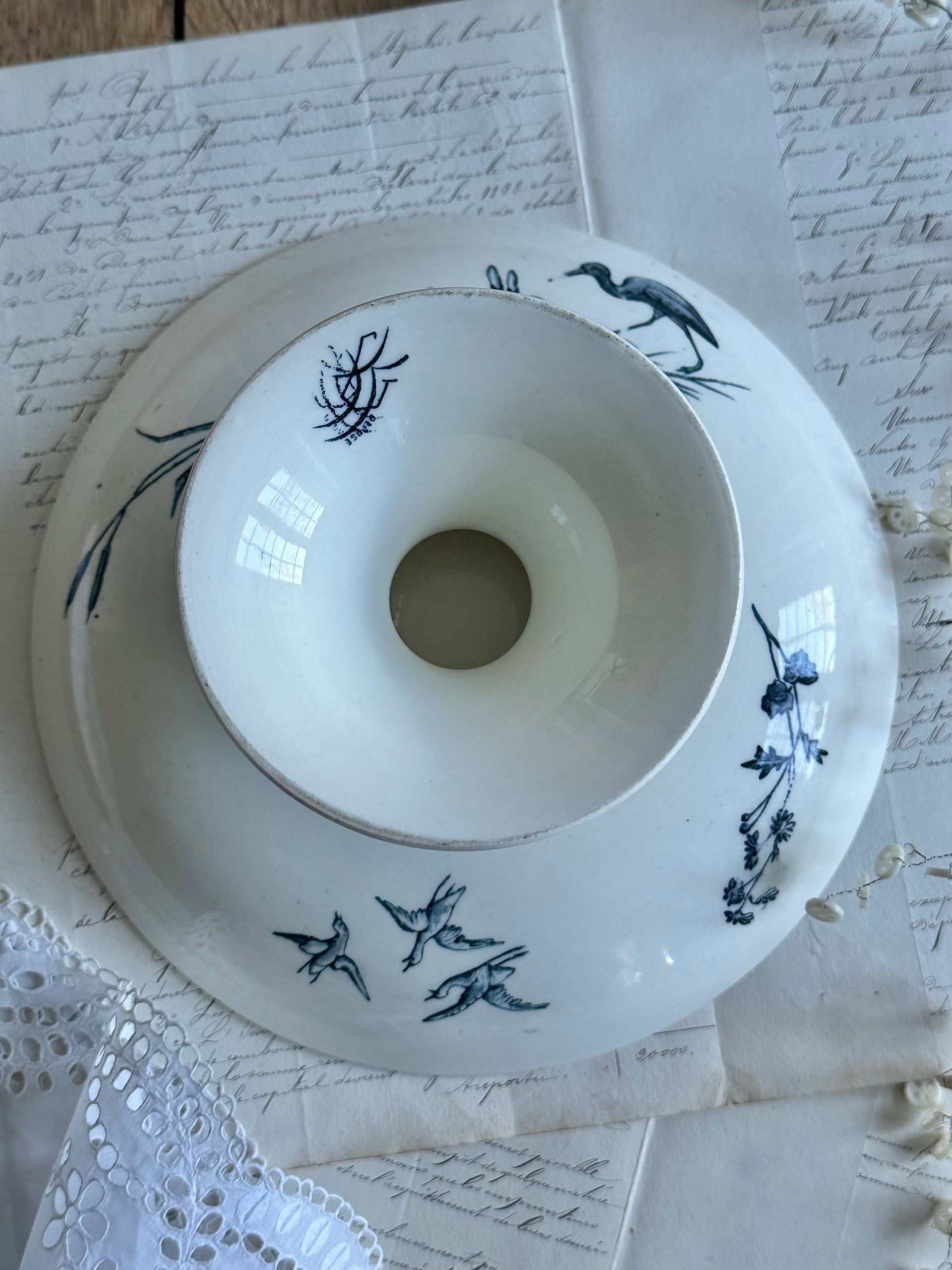 Exquisite Lunéville fruit bowl with birds, 19th century