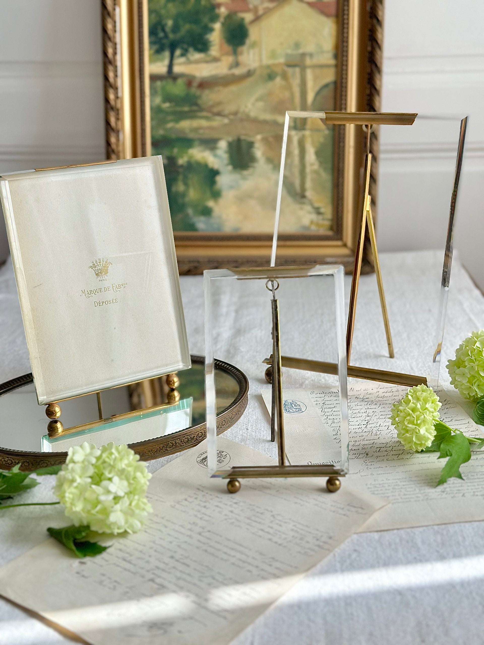 Cadre verre biseauté et laiton Napoléon III - 15,50 x 20,50cm