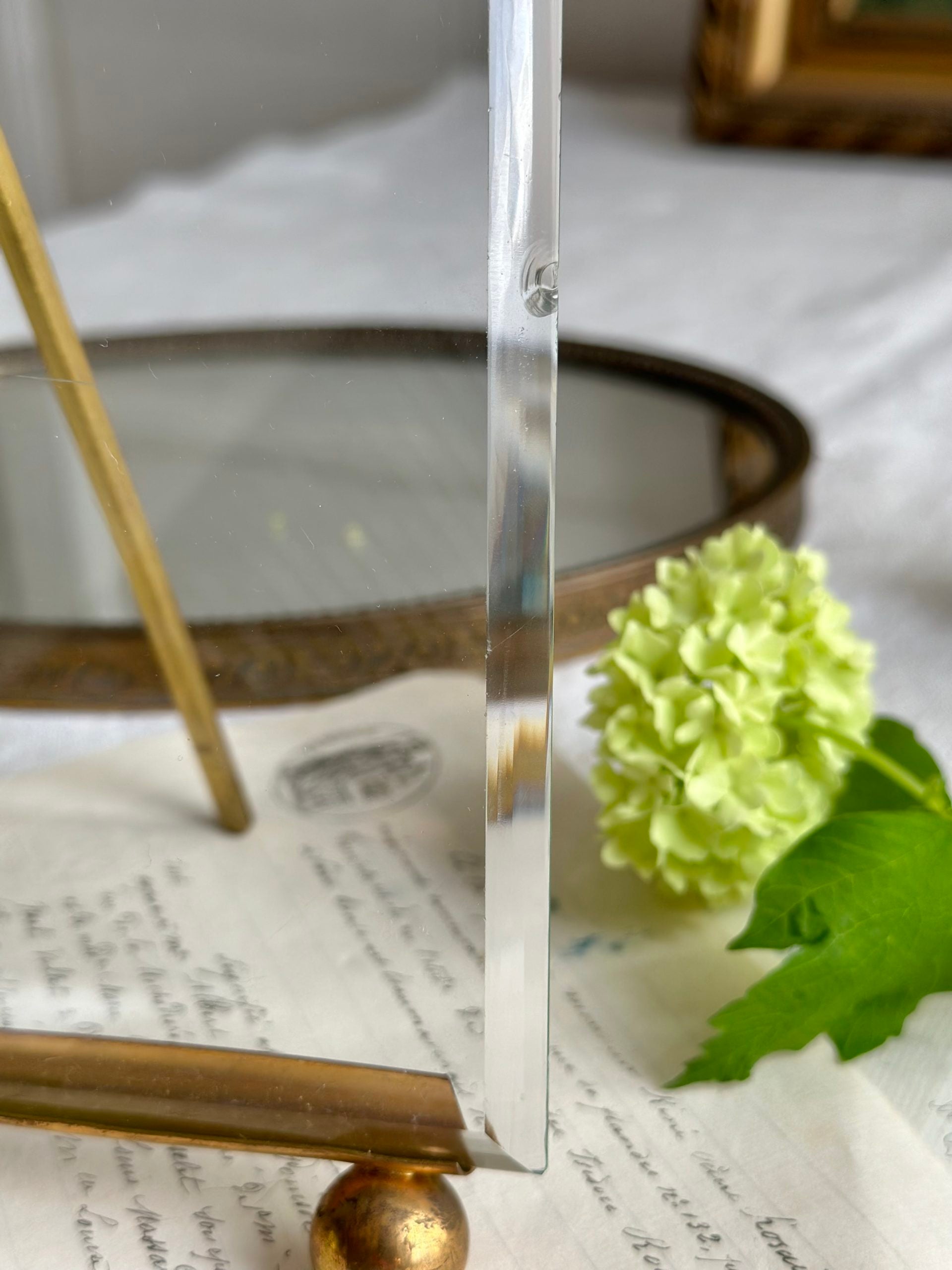 Grand cadre verre biseauté et laiton Napoléon III - 17,70 x 25,20cm