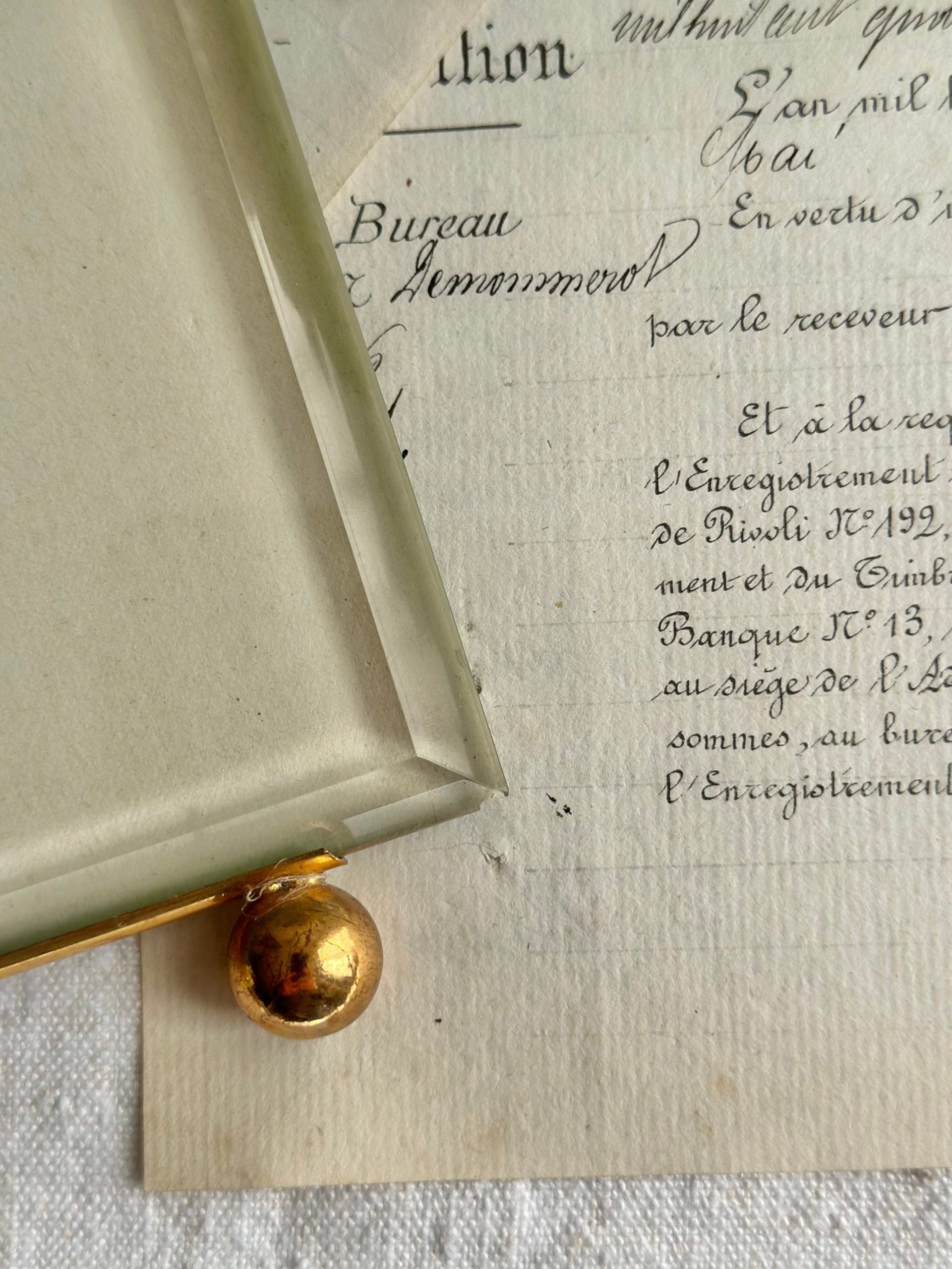 Cadre verre biseauté et laiton Napoléon III - 15,50 x 20,50cm