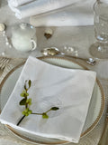 IV. Set of 12 damask cotton napkins, hand-embroidered monogram