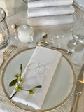 VI. Set of 7 damask cotton napkins, hand-embroidered monogram