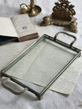 Small antique tray in brass and glass