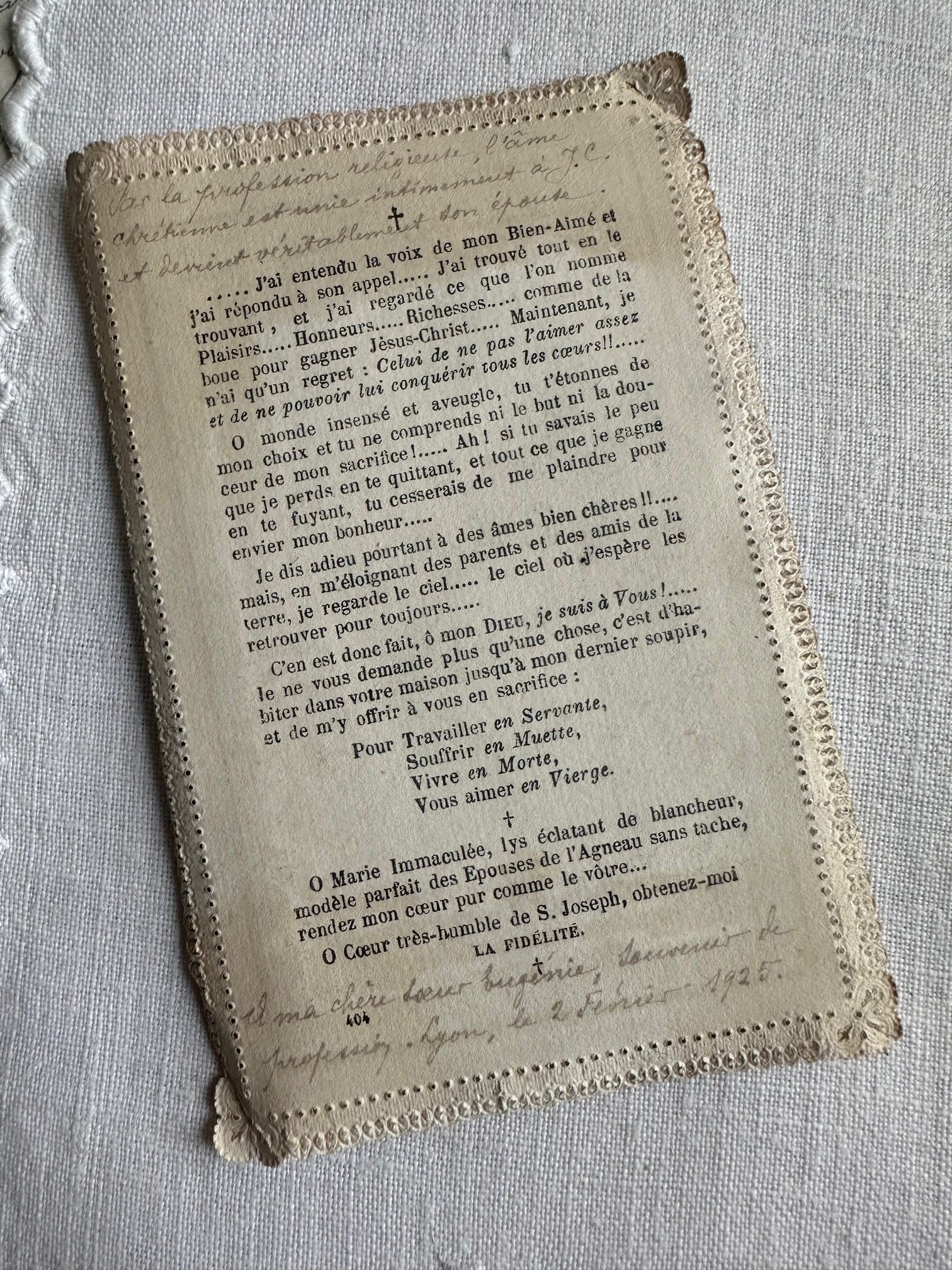 VII. Image pieuse, canivet ancien