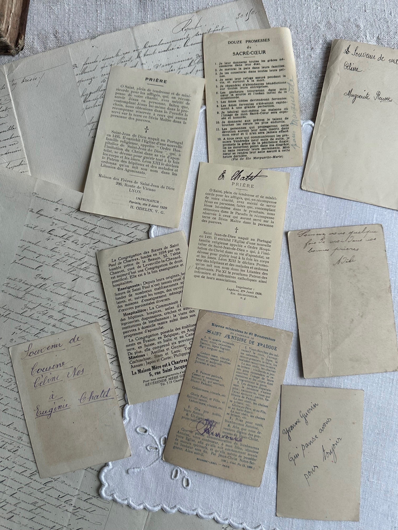 Lot de 9 images pieuses, canivets anciens