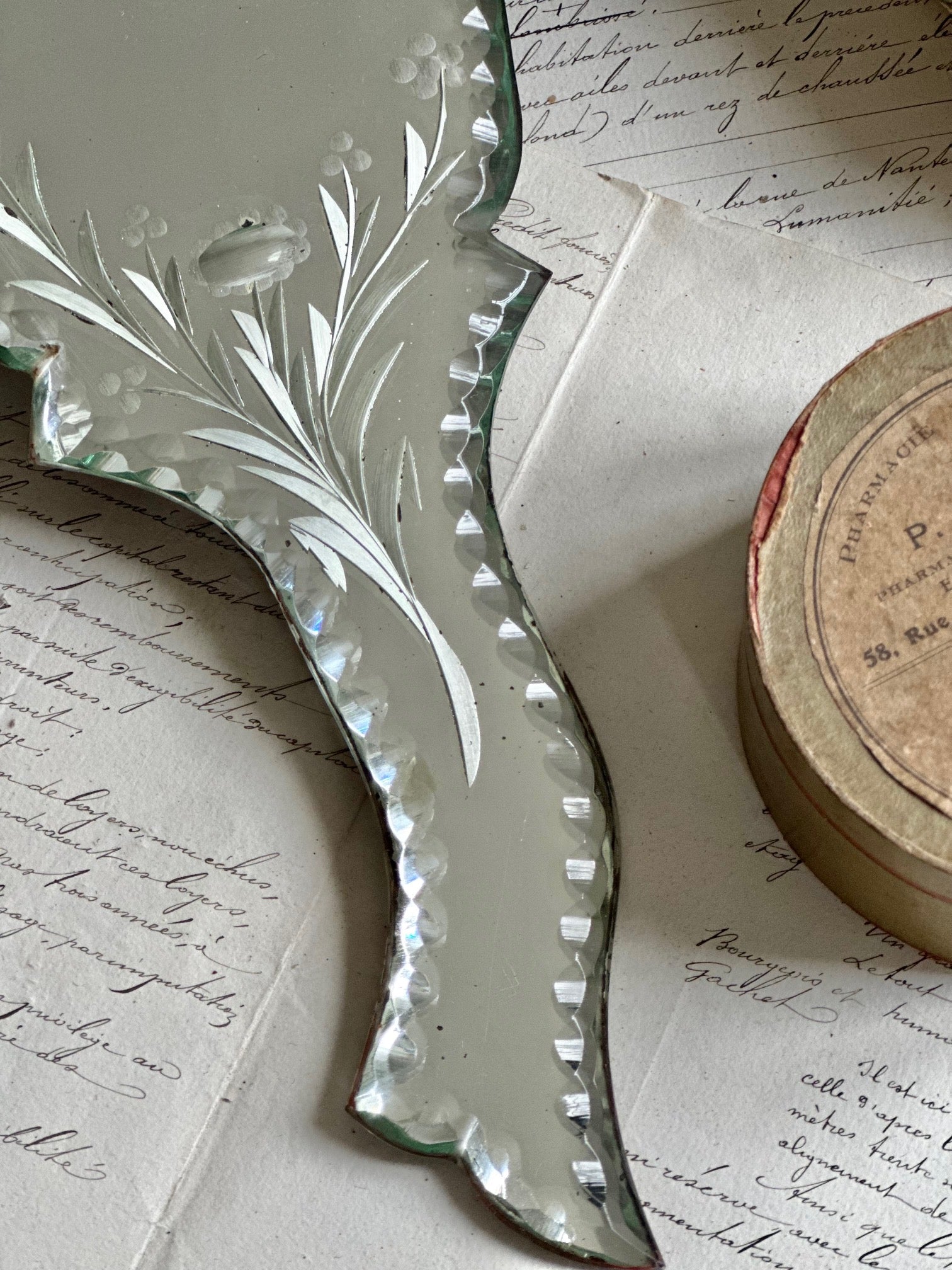 Exquisite antique Venetian hand mirror