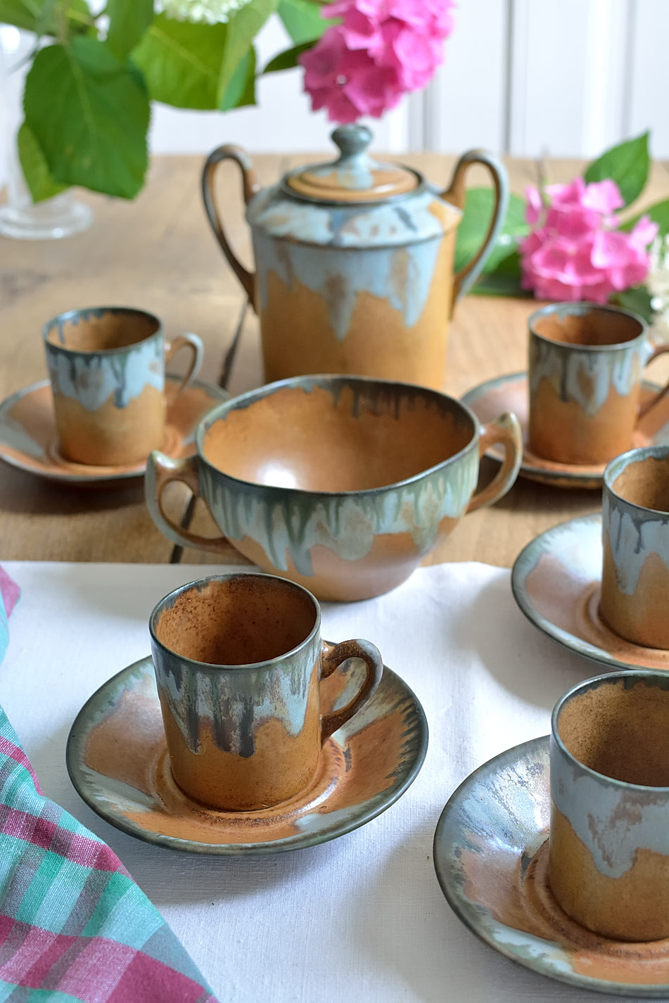 Service à café en grès vernissé signé Lebret . Années 30