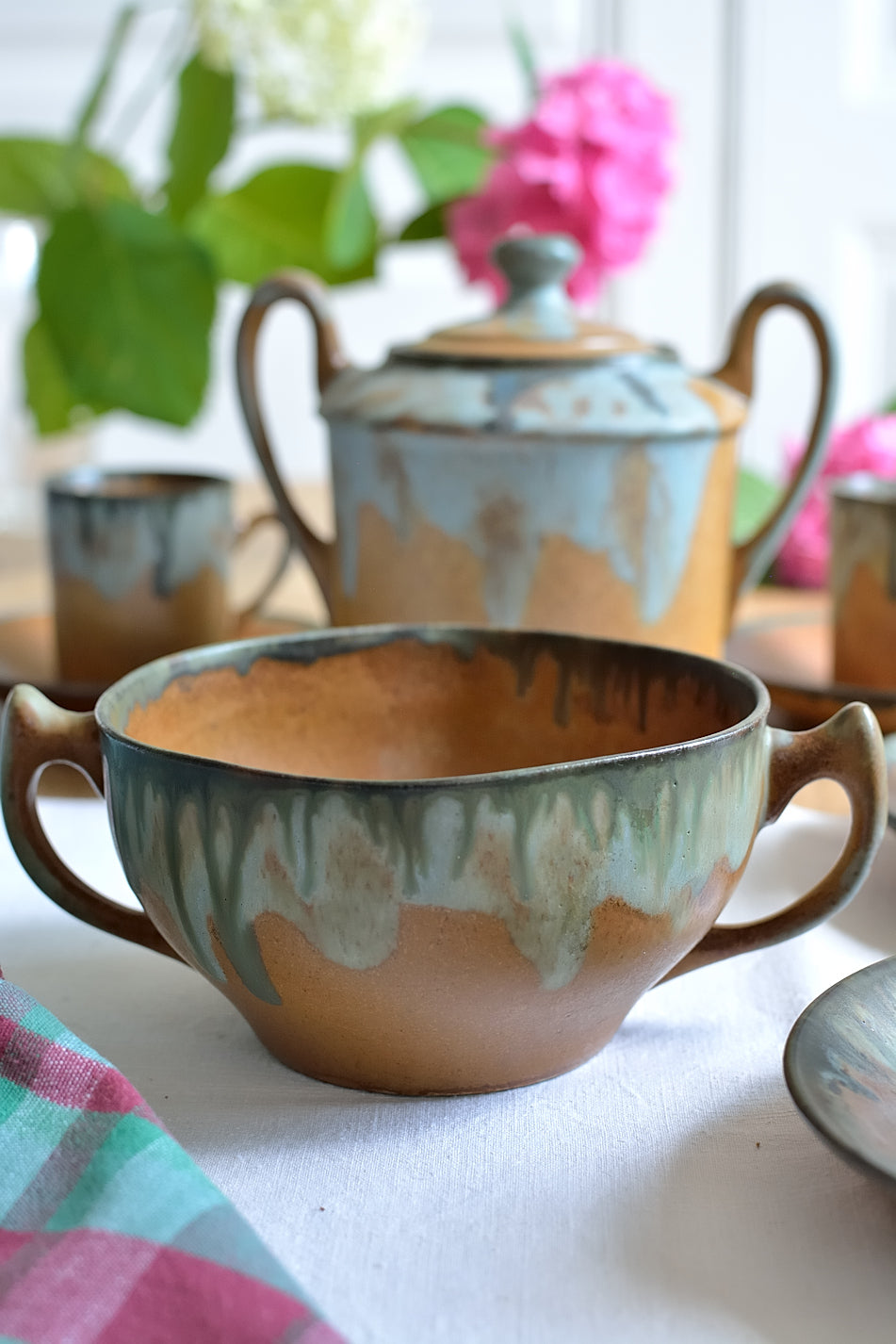 Service à café en grès vernissé signé Lebret . Années 30