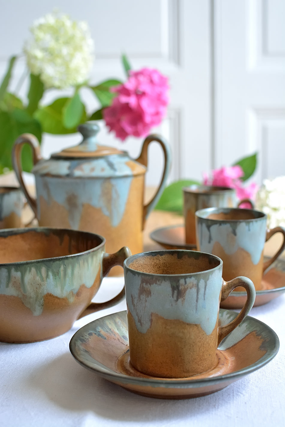 Service à café en grès vernissé signé Lebret . Années 30