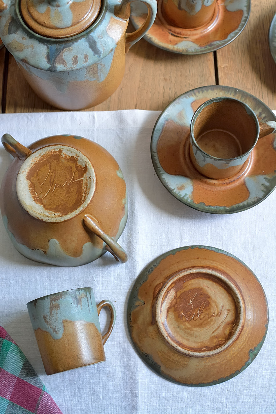 Service à café en grès vernissé signé Lebret . Années 30