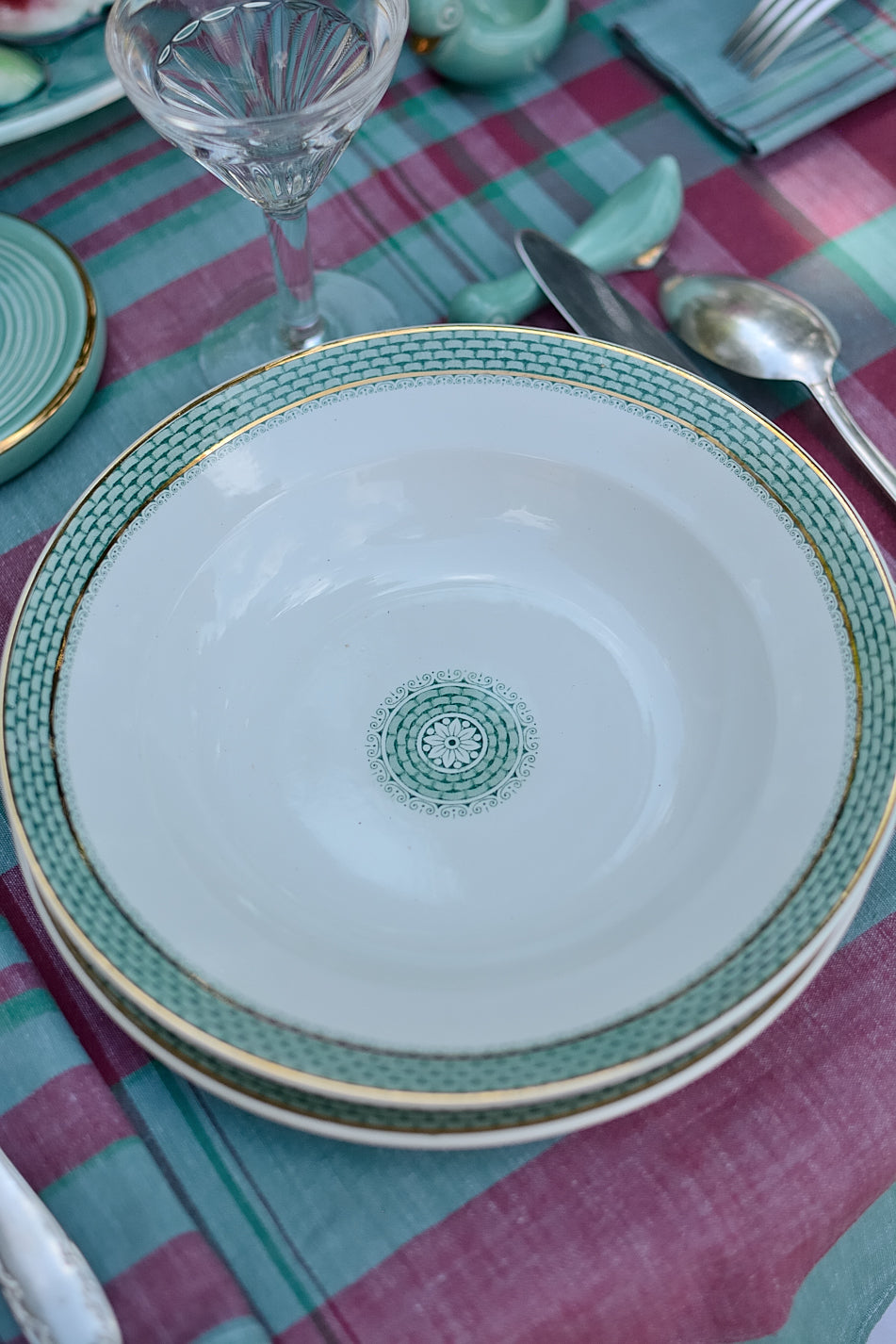 Set of 6 ironstone soup plates, Maestricht Ceramics Company, Elvira pattern - 1930s