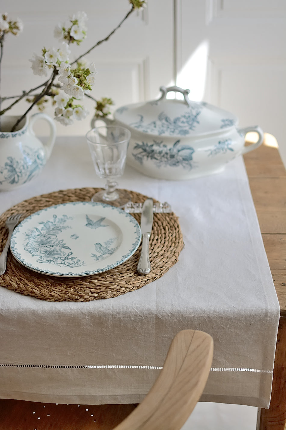 Antique linen table runner, La Longère
