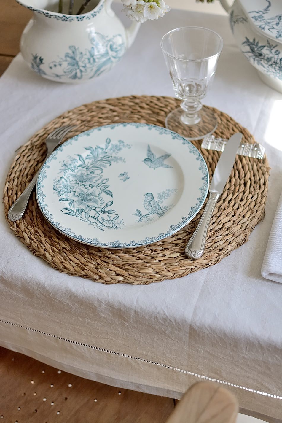 Antique linen table runner, La Longère