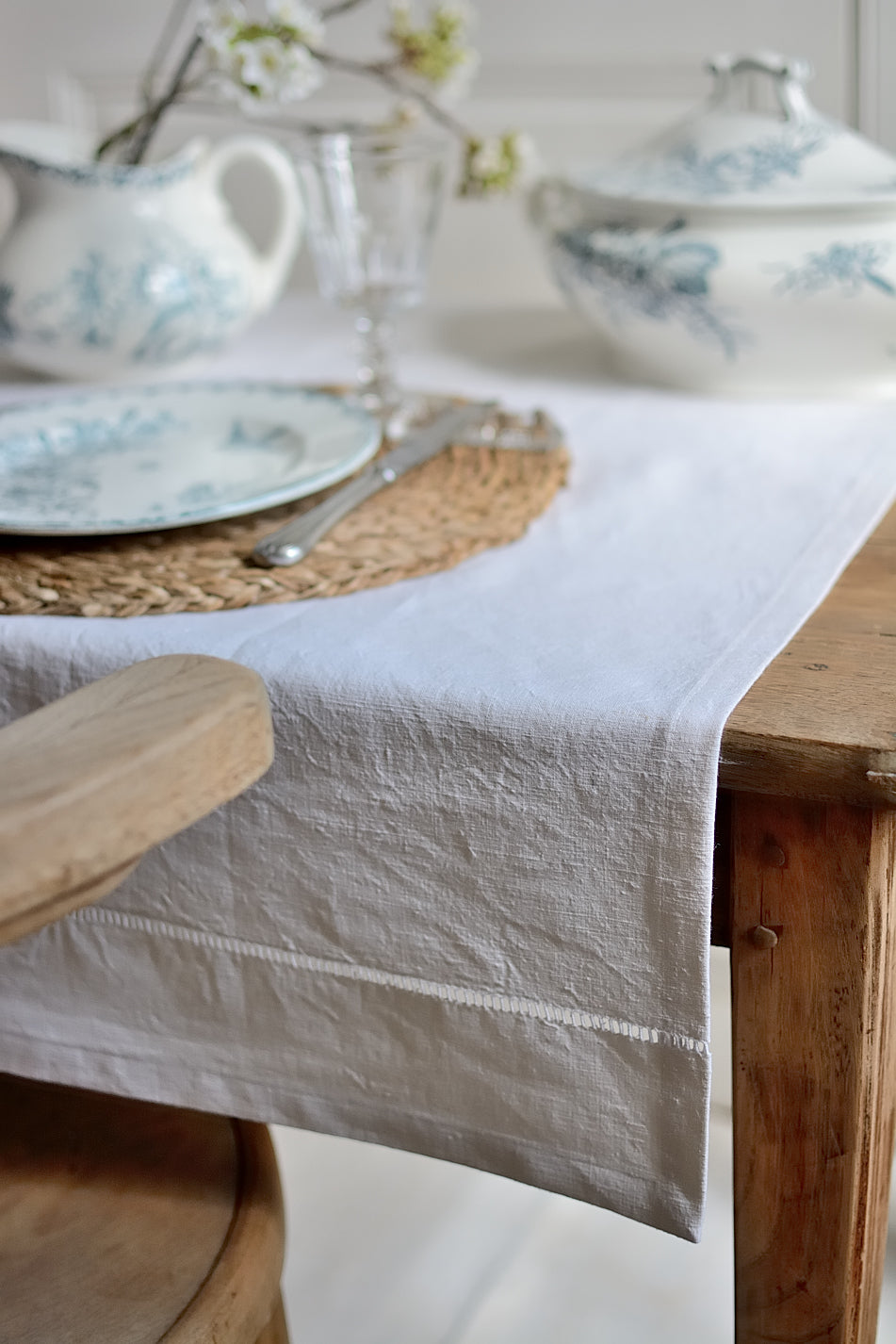 Antique linen table runner, La Longère