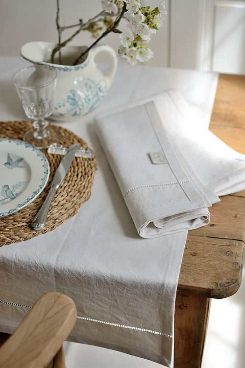 Antique linen table runner, La Longère