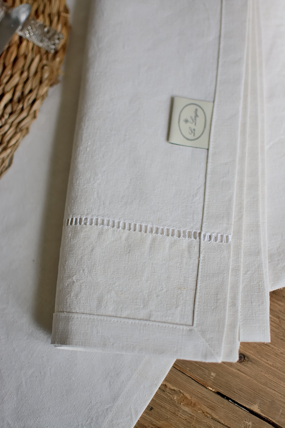 Antique linen table runner, La Longère