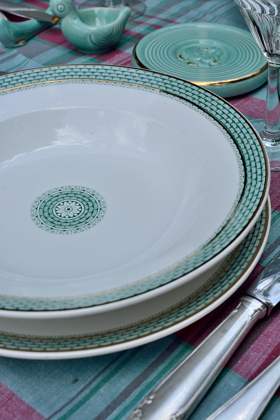 Set of 6 ironstone soup plates, Maestricht Ceramics Company, Elvira pattern - 1930s