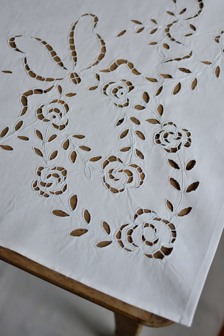 Hand-embroidered square tablecloth