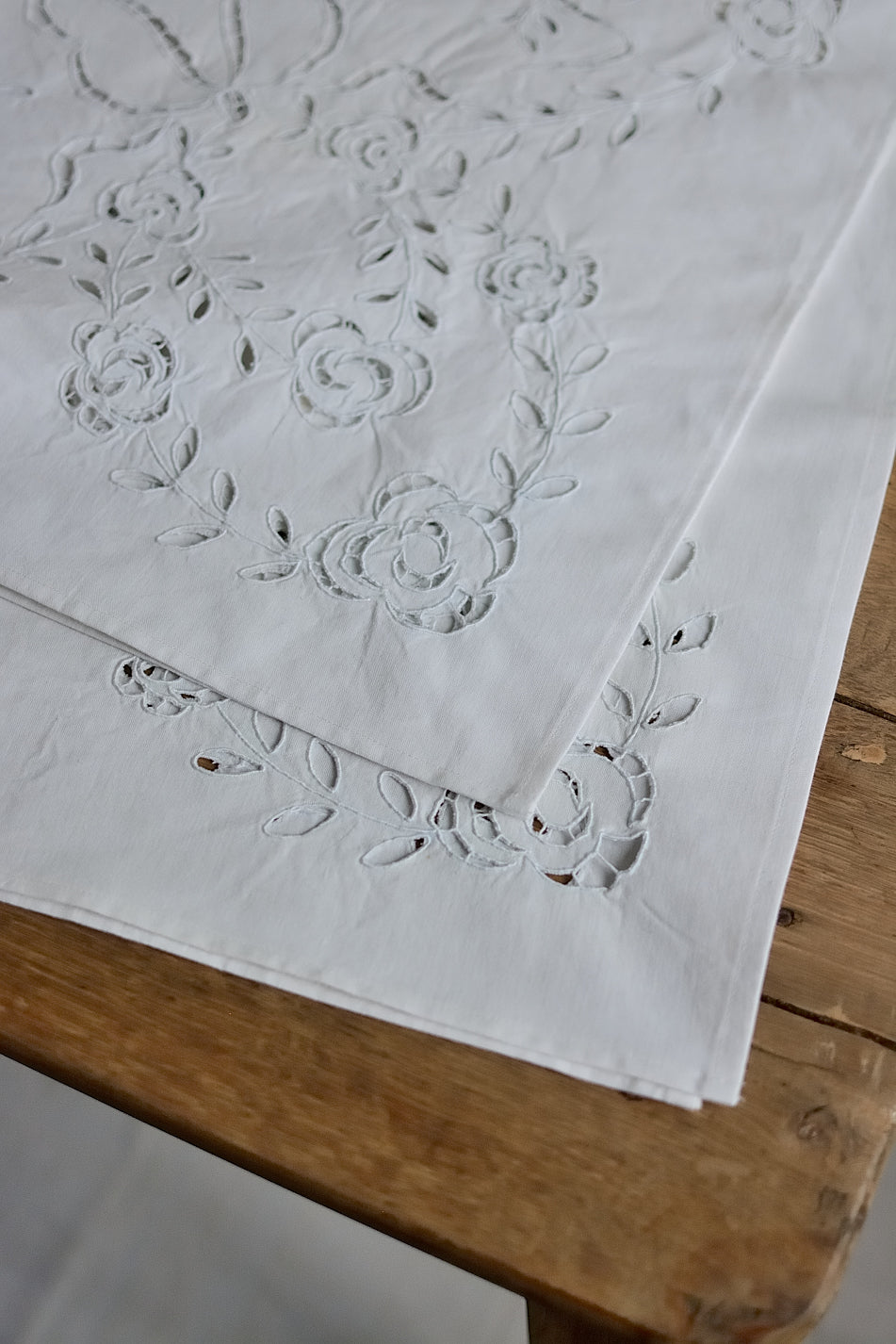 Hand-embroidered square tablecloth
