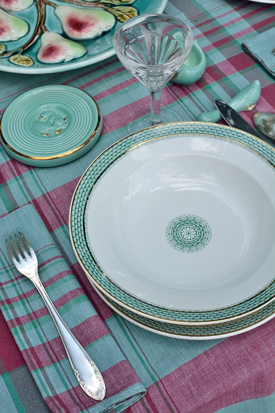 Set of 6 ironstone soup plates, Maestricht Ceramics Company, Elvira pattern - 1930s