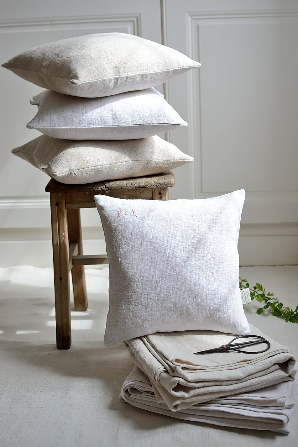 Housse de coussin en chanvre lourd ancien XIXème, La Longère