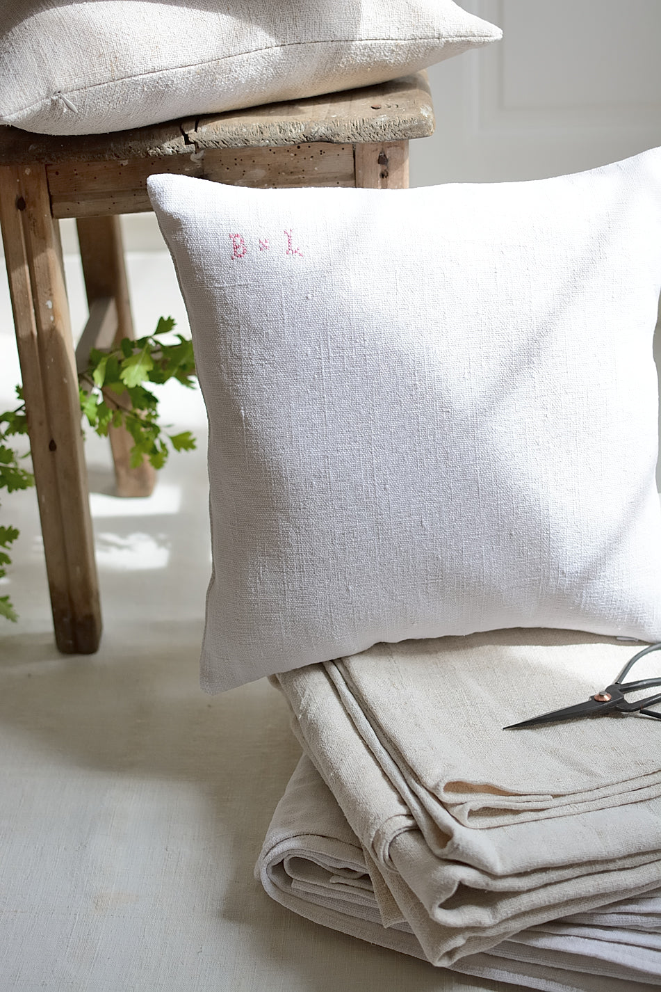 Housse de coussin en chanvre lourd ancien XIXème, La Longère