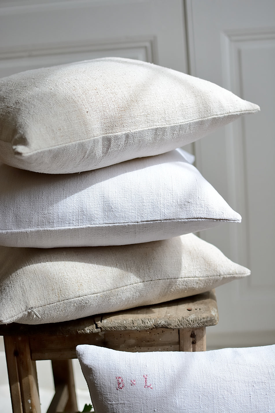 Housse de coussin en chanvre lourd ancien XIXème, La Longère.