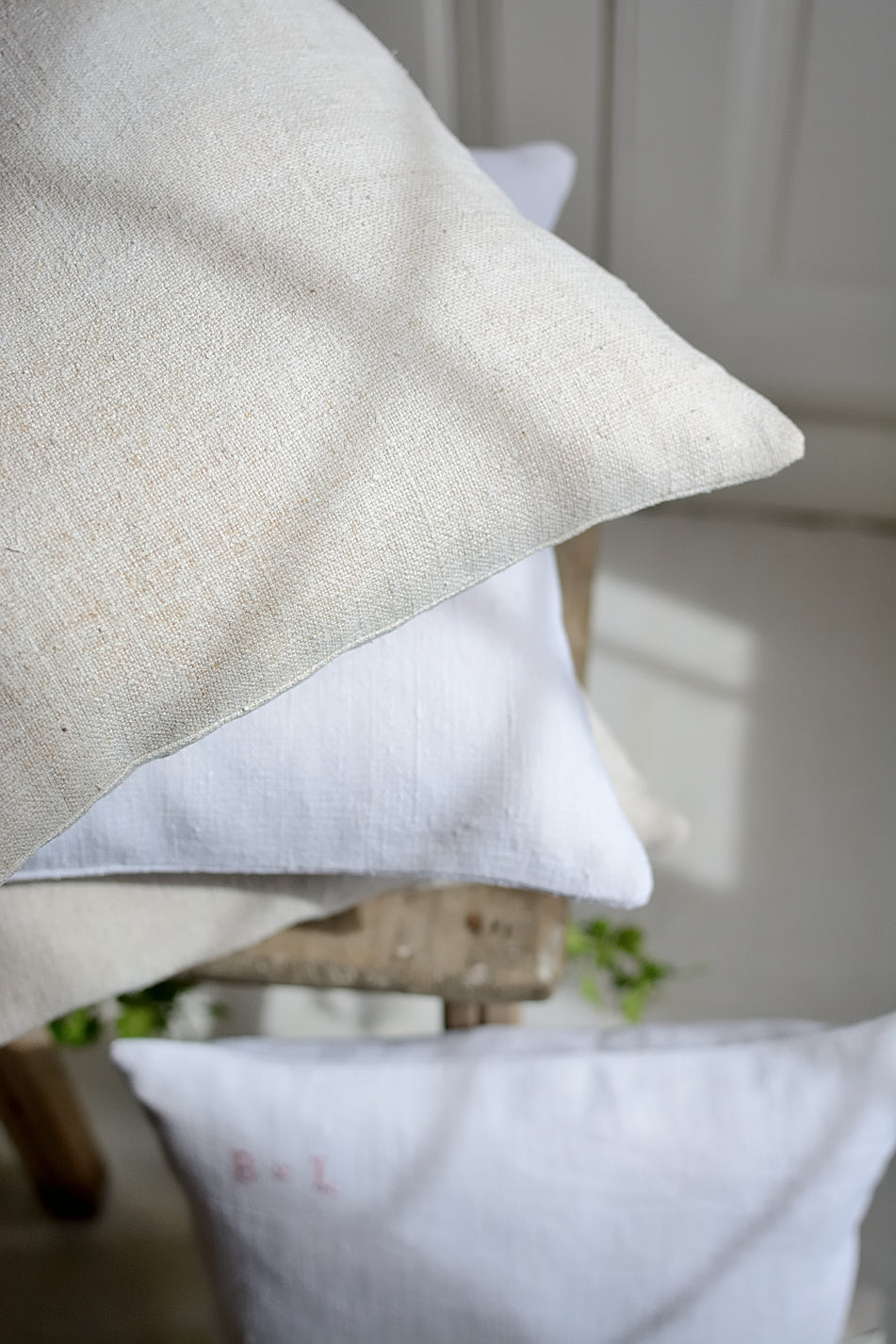 Housse de coussin en chanvre lourd ancien XIXème, La Longère